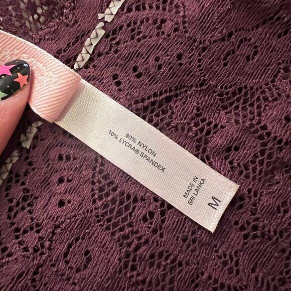 Victoria’s Secret VINTAGE Longline Lace Bralette Womens M Purple Coquette Floral - Picture 9 of 10